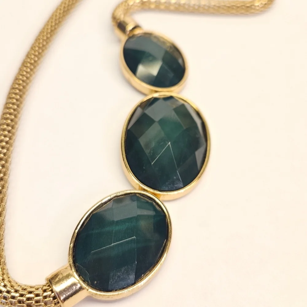 Gold and Green Statement Necklace